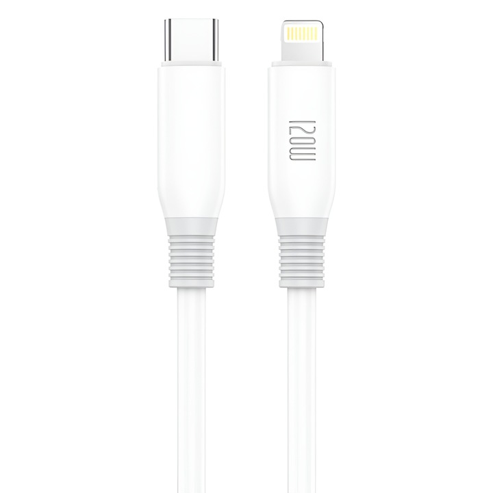 iPhone Lightning kábel, 120W, DaDen, 1m, fehér, ellenálló, gyors töltés, gyors töltés, USB-C - Lightning