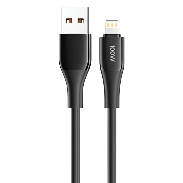 iPhone Lightning kábel, 100W, DaDen, 1m, fekete, ellenálló, gyors töltés, gyors töltés, USB - Lightning
