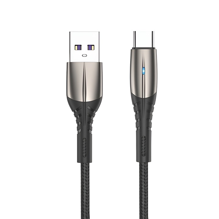 Type-C кабел, 100W, DaDen, 1 м, черен, устойчив, бързо зареждане, бързо зареждане, USB към USB-C