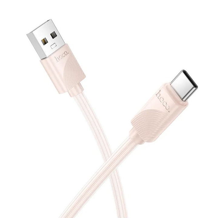 Кабел за данни Hoco X114, USB към Type-C, съвместим с iPhone 15/16 и Android, бързо зареждане 3A, розов