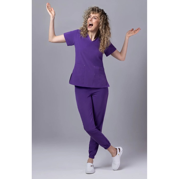 Costum medical de dama TAG PREMIUM EVA, Mov inchis(Velvet), S