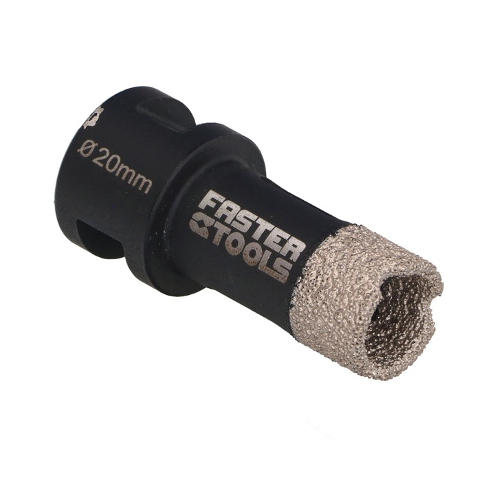 Carota diamantata M14 20mm Faster Tools, pentru granit si ceramica, adancime 30mm, suprafata diamantata 15mm