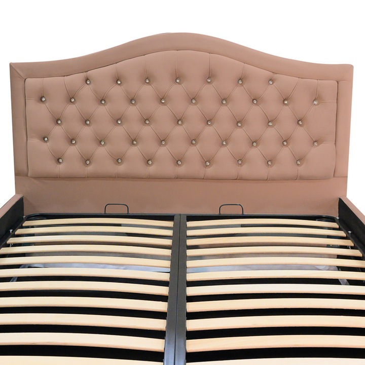 Tablie pat Arizona cu nasturi sticla, dimensiune 210*130cm, cappuccino