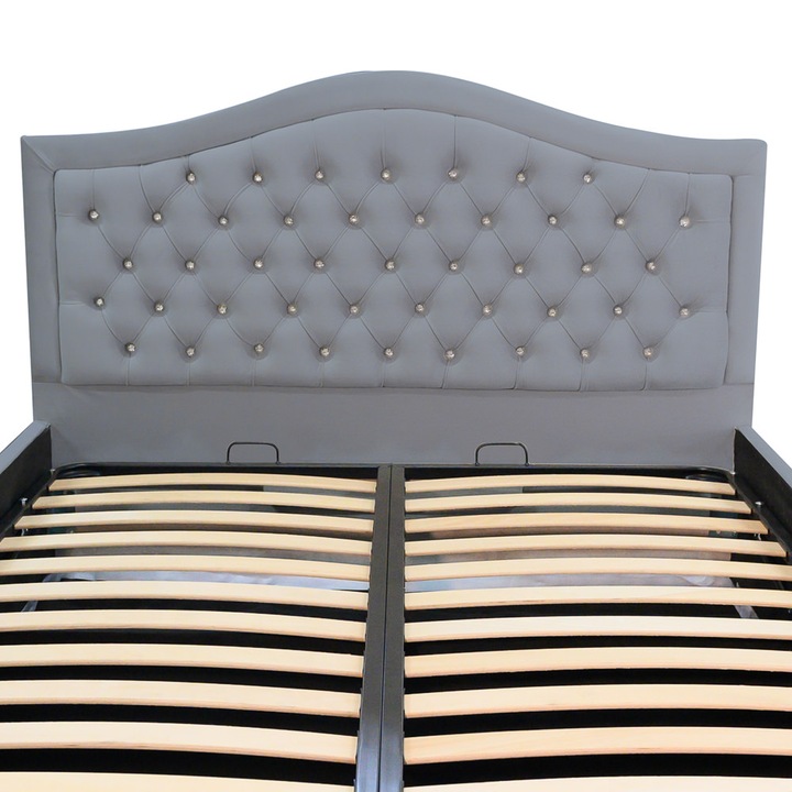 Tablie pat Arizona cu nasturi sticla, dimensiune 190*130cm, gri deschis