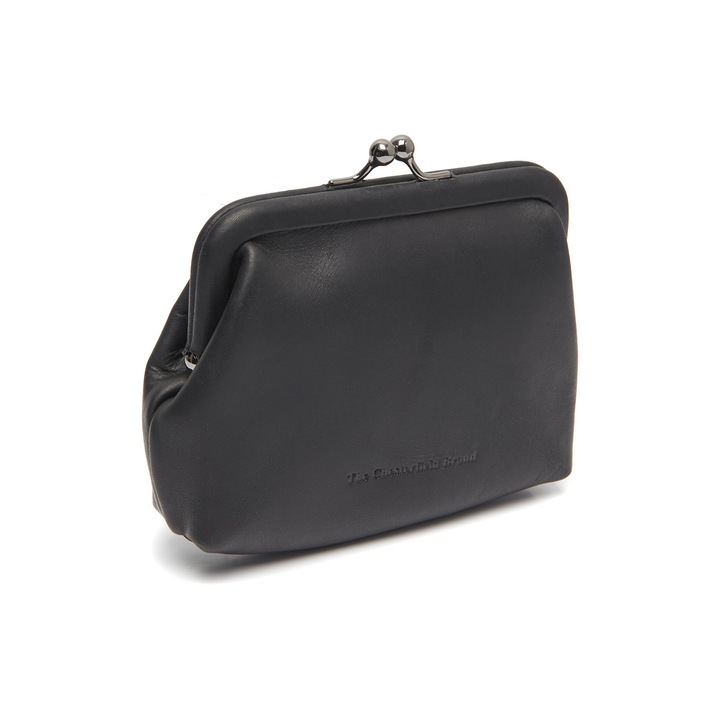 Портфейл за монети, пари, карти, ключове, марка Chesterfield, изработен от естествена кожа, черен, черен