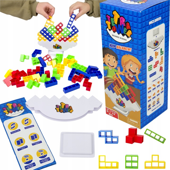 Образователна игра Тетрис, LandToys, 48 части, многоцветна, 9x9x23см, пълен комплект