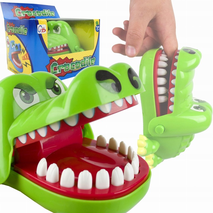 Интерактивна играчка, LandToys, Крокодил на зъболекаря, комплект, 2 елемента, зелена, 13x11x13см