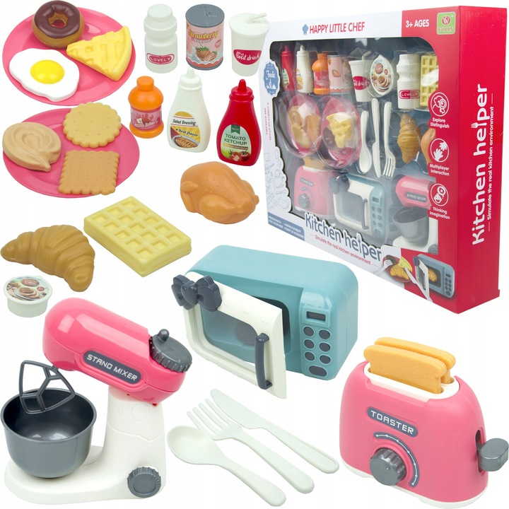 Детски кухненски комплект, LandToys, 28 елемента, многоцветен, 46.5x7.5x34.5см