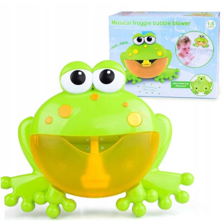 Генератор на пяна за вана, LandToys, жаба, зелено-жълт, 25x20x7см