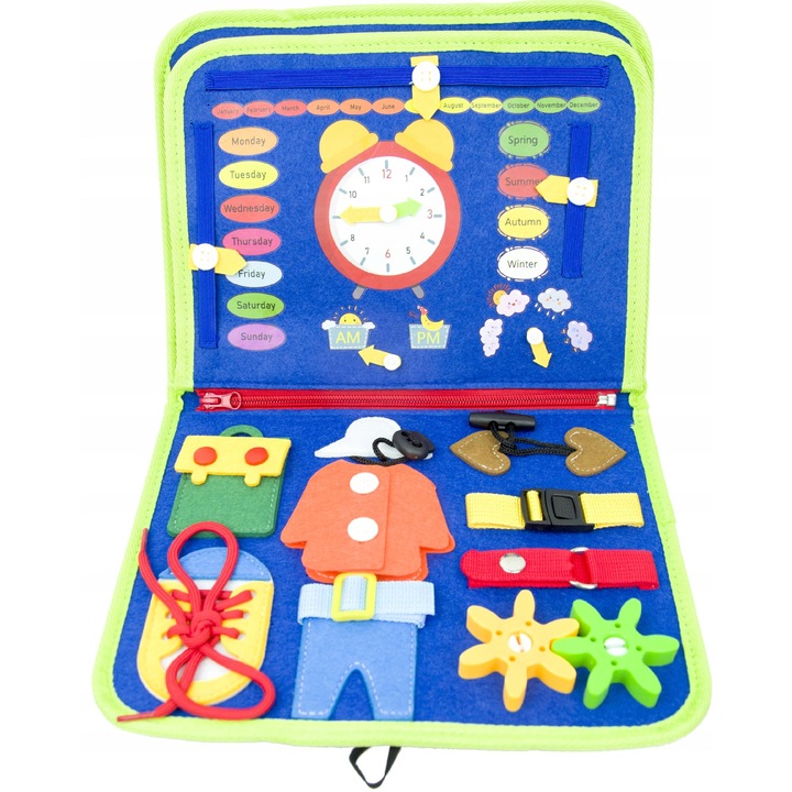 Tabla educativa Montessori, set dinozaur, 5 suprafete de joaca, multicolor, 28x45cm Landtoys
