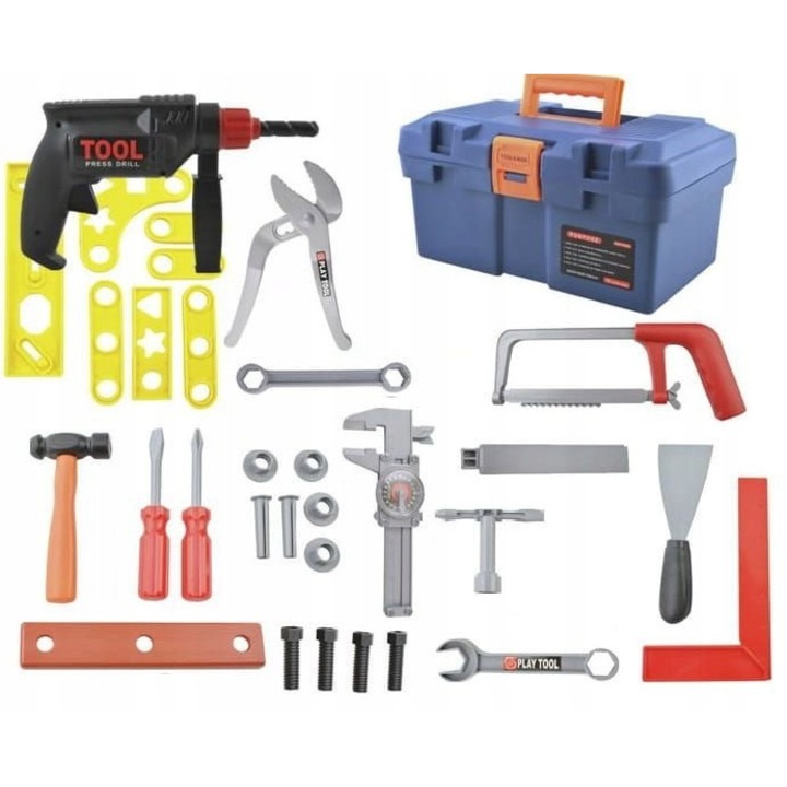 Детски комплект инструменти, LandToys, кутия за инструменти, 29x17.5x15см, многоцветен