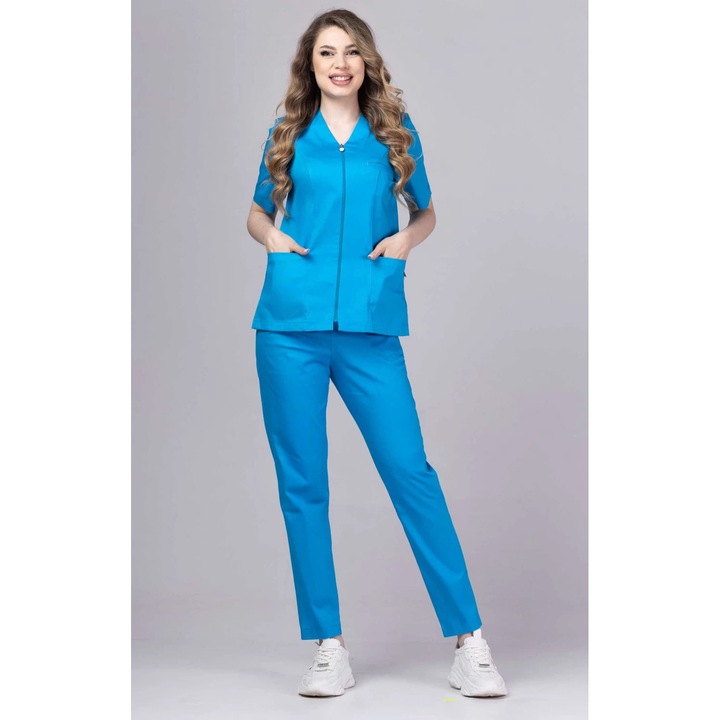 Costum medical de dama TAG PREMIUM ZIP CONFORT, Ocean Blue, S