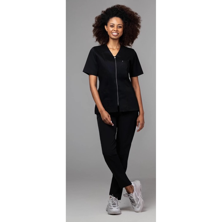 Costum medical de dama TAG PREMIUM ZIP CONFORT, Negru, L