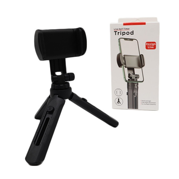 Trepied universal Ecobox, negru, compact, rotire 360°