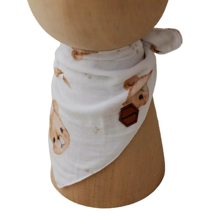 Esarfa tip baveta, Muminky, 20x42cm, protectie naturala, muselina