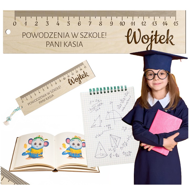 Linie personalizata din lemn, SMX Design, 0-15 cm, cu gauri pentru breloc, 17x4cm