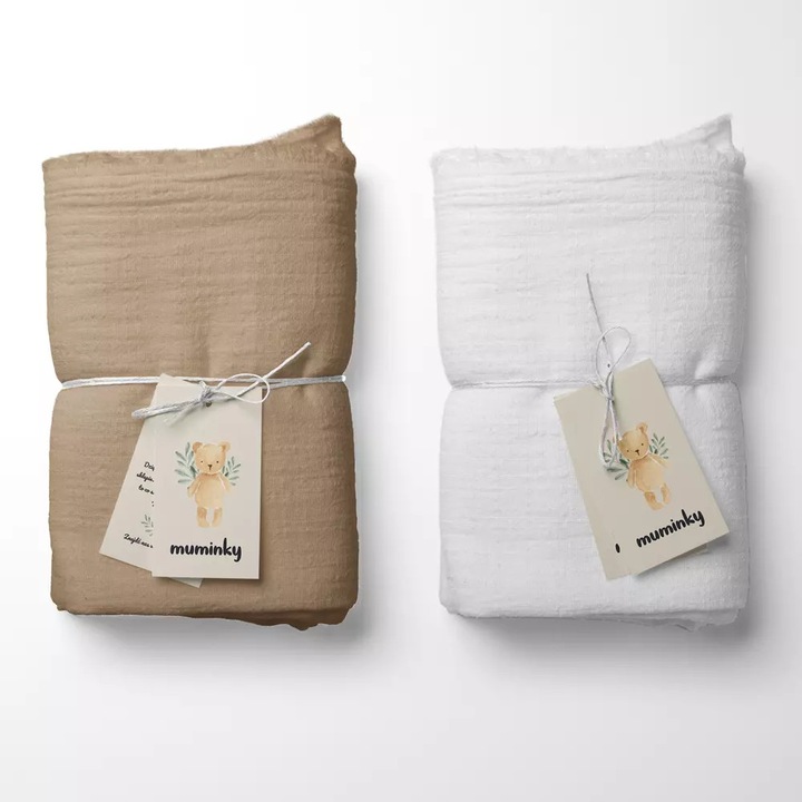 2 db-os Muminky babaágy szett 50x60 cm, fiús és bézs, biopamut