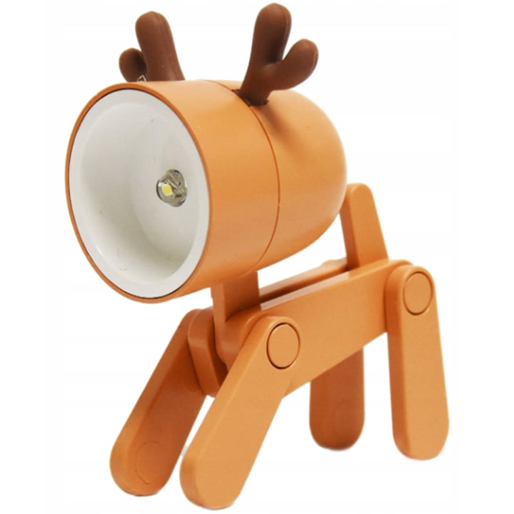 Lampa de citit pentru copii, Topaliving, in forma de caprioara, LED, portocalie, 5,5x3,3x8cm
