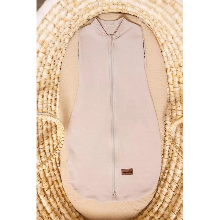 Sac de dormit Muminky, 0-3 luni sau 3-6 luni, 95% bumbac, 0.5 TOG, bej