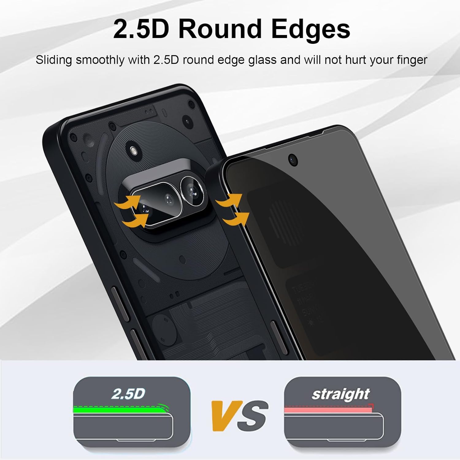 Folie sticla Privacy compatibila cu Nothing Phone 3a, Full Glue, Sticla Securizata, Anti-Spy, Claritate HD, Aplicare Usoara, Negru