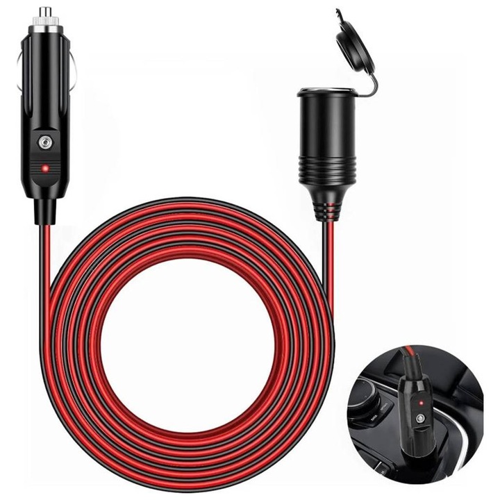 Autós hosszabbító kábel FT-1, szivargyújtó aljzat (női), 3m, 12VDC, 24VDC, 10A, 120W