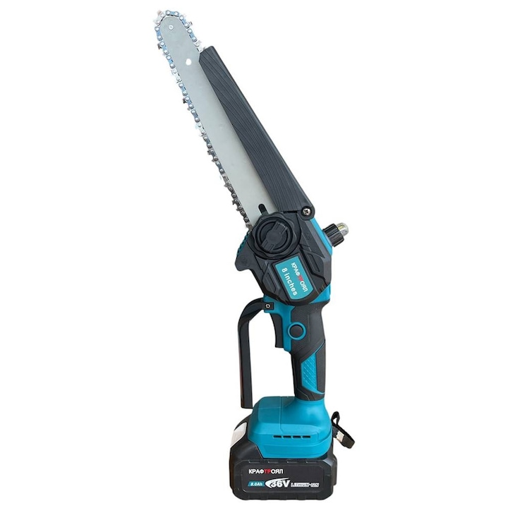 Верижен трион Kraft Royal, Резачка, Дисплей, Акумулаторен, Зелен, 36VDC, 8Ah, 200mm, К-т