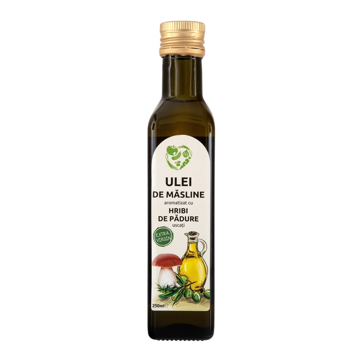 Ulei de masline aromatizat cu hribi, 100% natural, fara conservanti, fara coloranti sau arome artificiale, 250ml