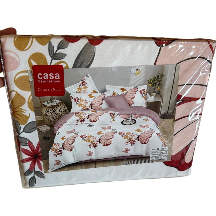 Комплект спално бельо от микрофибър за двама Casa New Fashion, чаршаф 200x230см, чаршаф 230x250см, калъфка за възглавница 50x70см, калъфка за възглавница 70x70см