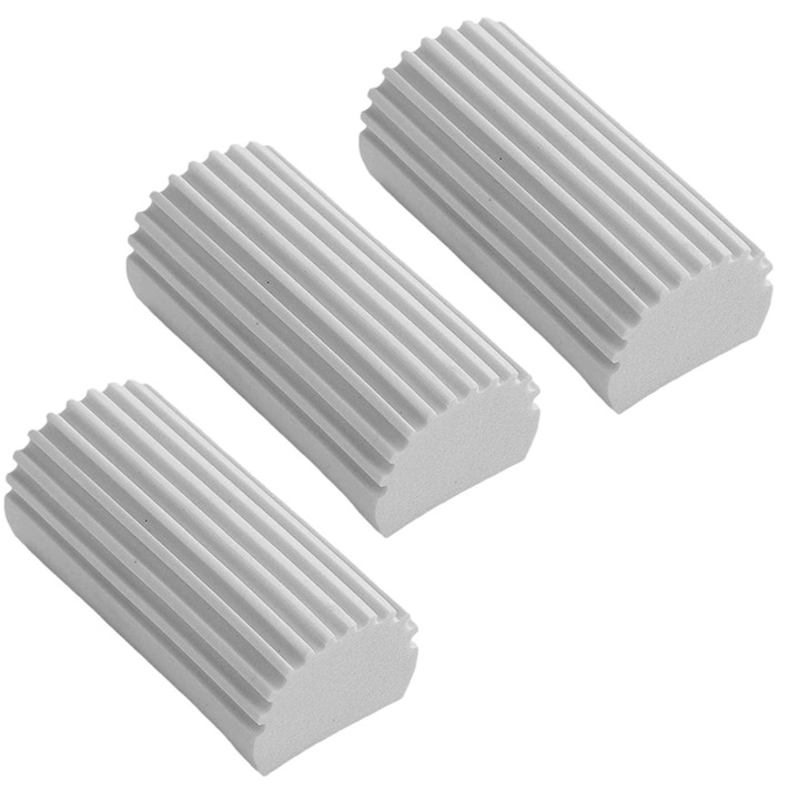 Set 3 Bureți Magici de Curățat, Super Trends, Reutilizabili, Antistatici, Gri, 11.5x5.5x4.5cm