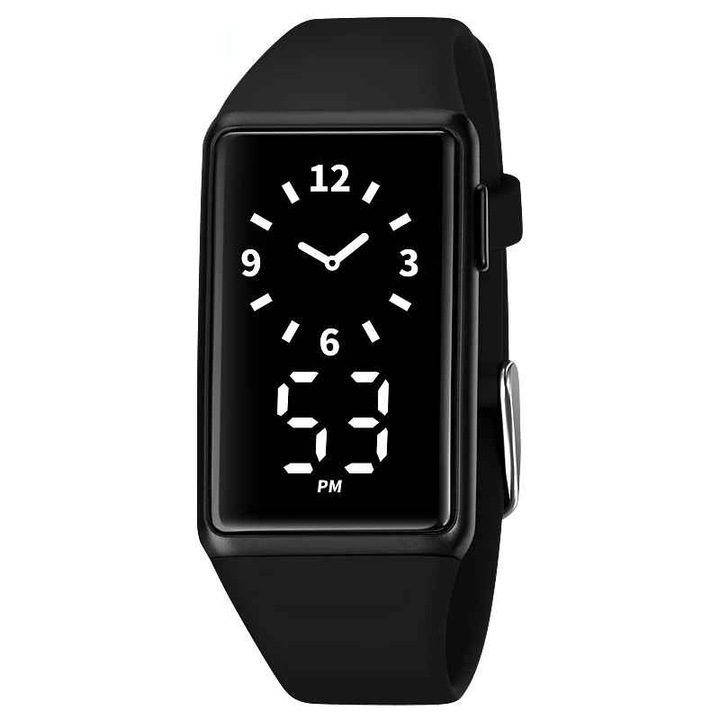 SKMEI 1972 Ceas Digital Casual – Rectangular, Curea Silicon, Afisaj LED, Calendar, Rezistent la Apa 3ATM