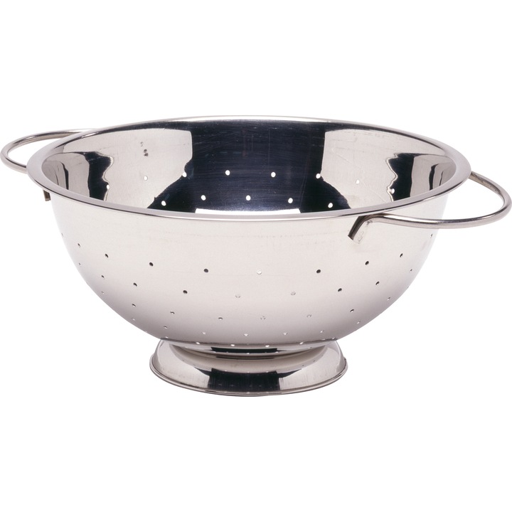 Colander pentru strecurat alimente, inox, Hendi, diametru 24 cm x inaltime 11 cm, potrivit si pentru uz profesional
