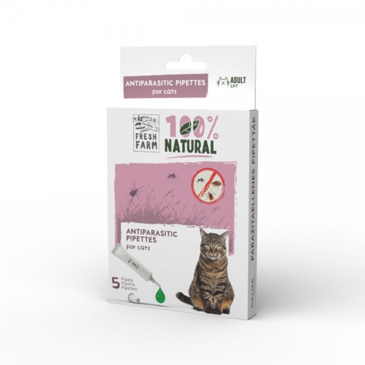Set 5 pipete antiparazitare pentru pisici, Fresh Farm, 5 x 2 ml