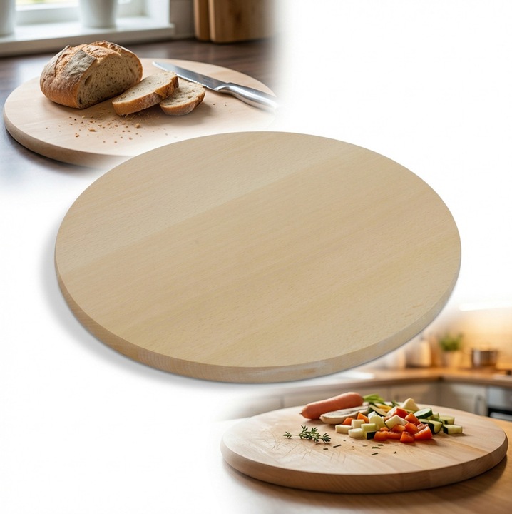 Placa rotunda din lemn, Peewit, 30 cm, pentru servirea pizzei, grosime 1,6 cm, finisaj natural