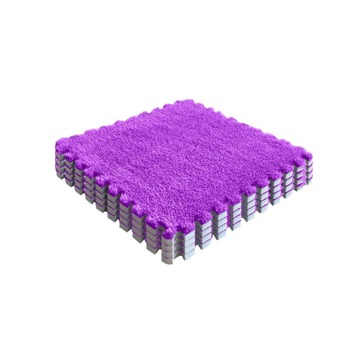 Детска игрална подложка, тип пъзел, Comando Kids 10 части, пяна EVA, неплъзгаща се, може да се пере, мека, пухкава, лесна за конфигуриране, персонализируема форма и дизайн, интерактивна, размер/бройка 30 x 30 x 1 см, лилава