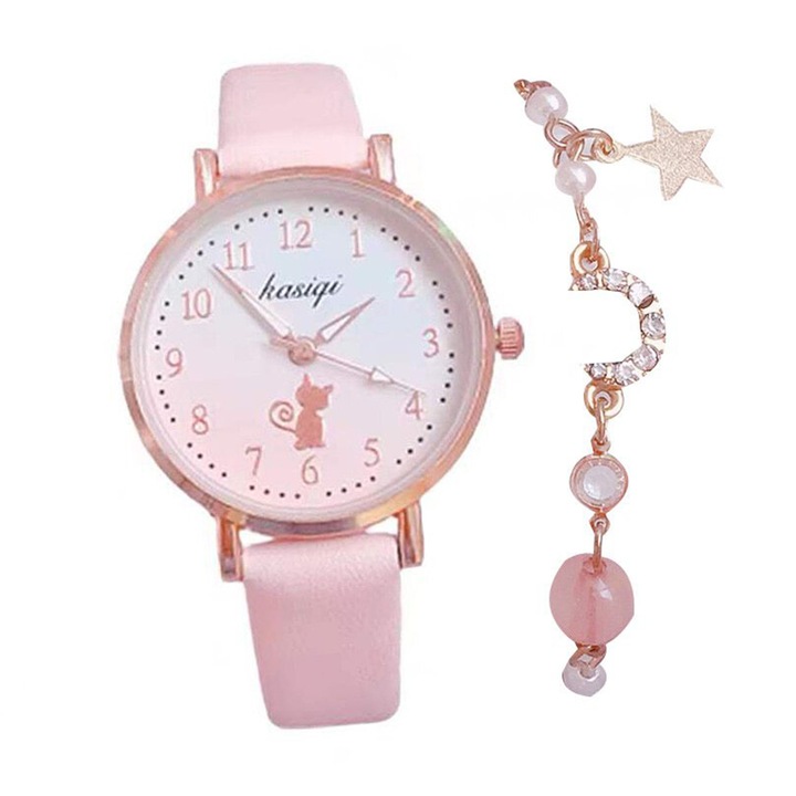 Aysoays gyerekóra, kvarc szerkezet, állítható szíj, tartós, könnyen olvasható 3 éves kortól, kislányoknak, rózsaszín