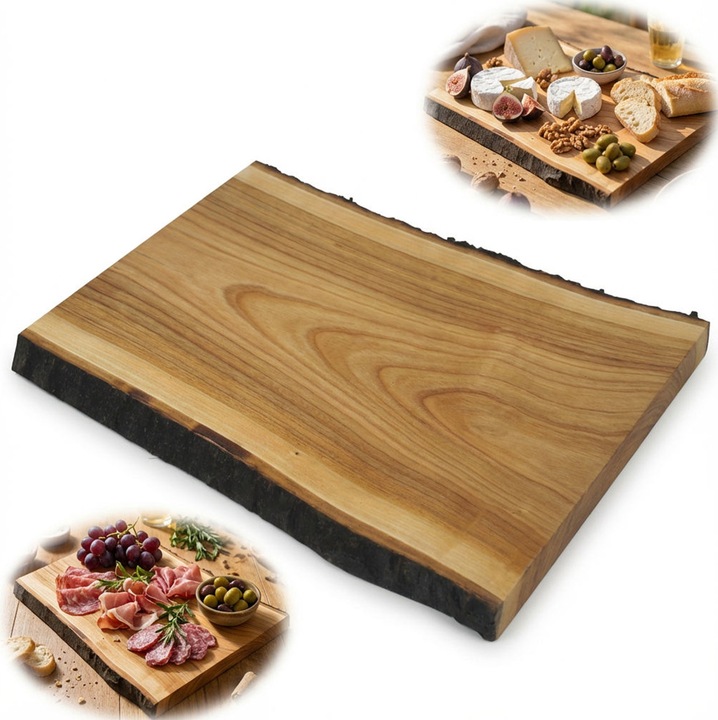 Tocator de bucatarie Peewit, lemn de cires, 30x25cm, unicat, finisaj cu ulei natural