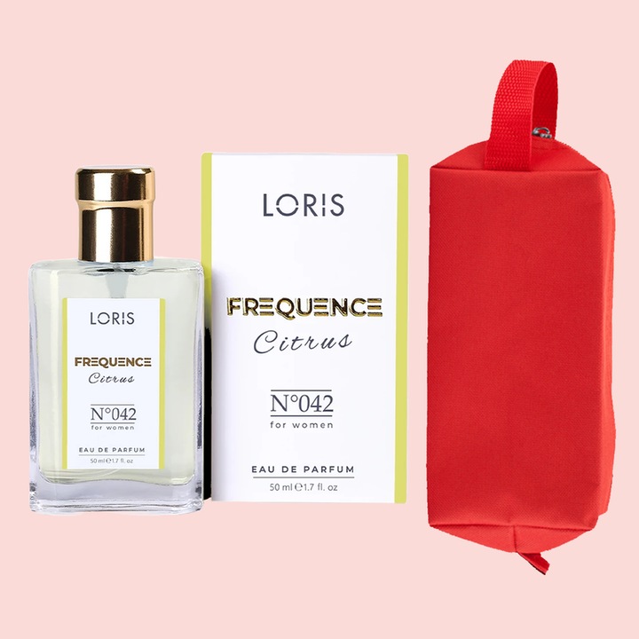 Set Apa de Parfum Loris Frequence de Dama K-042 Citrice, 50 ml si Gentuta Parfumuri