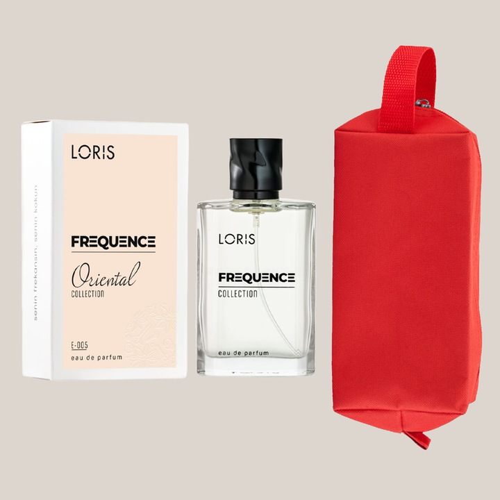 Set Apa de Parfum Loris Frequence de Barbat E-005 Oriental, 50 ml si Gentuta Parfumuri
