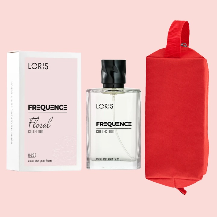 Set Apa de Parfum Loris Frequence de Dama K-282 Floral, 50 ml si Gentuta Parfumuri