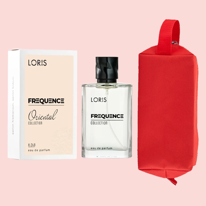 Set Apa de Parfum Loris Frequence de Dama K-248 Oriental, 50 ml si Gentuta Parfumuri