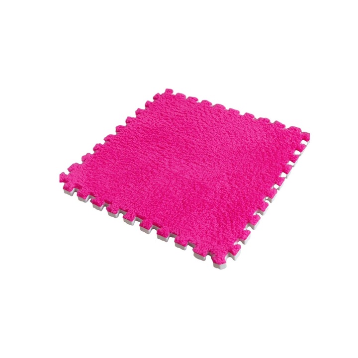 Covoras de Joaca pentru Copii, Tip Puzzle, Comando Kids 10 Piese, Spuma Eva, Antiderapant, Lavabil, Moale, Pufos, Usor de Configurat, Forma si Design Personalizabil, Interactiv, Dimensiune/Piesa 30 x 30 x 1cm, Roz neon