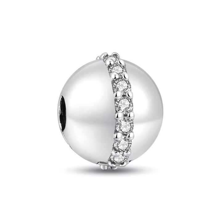 Charm/talisman separator argint 925, JW1167, model elegant cu pietre, placat cu rodiu