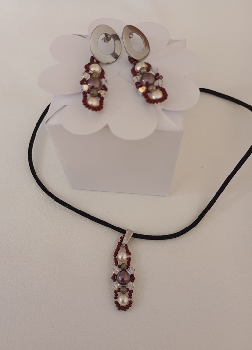 Set bijuterii cristale Swarovski grena