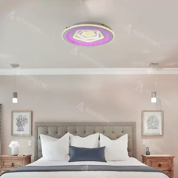 LED полилей с дистанционно управление Alessandro DESIGN MEIRA RGB, 180W, бял, 50x8см
