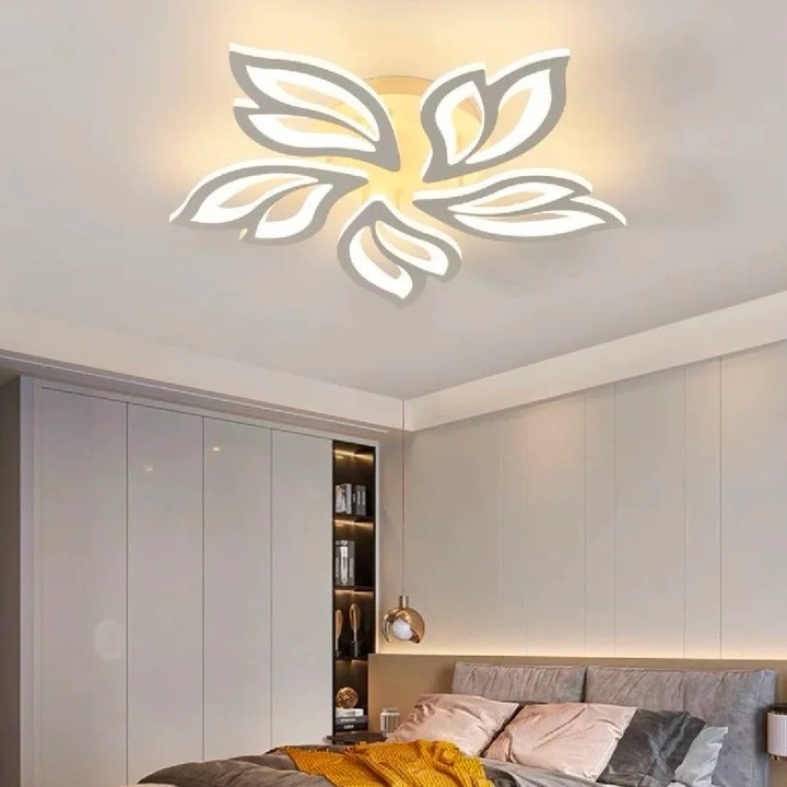 Lustra LED cu telecomanda LILY 86 W, 5*LED, Diametru 64, Inaltime 7, IP20, Lumina dimabila, Alb