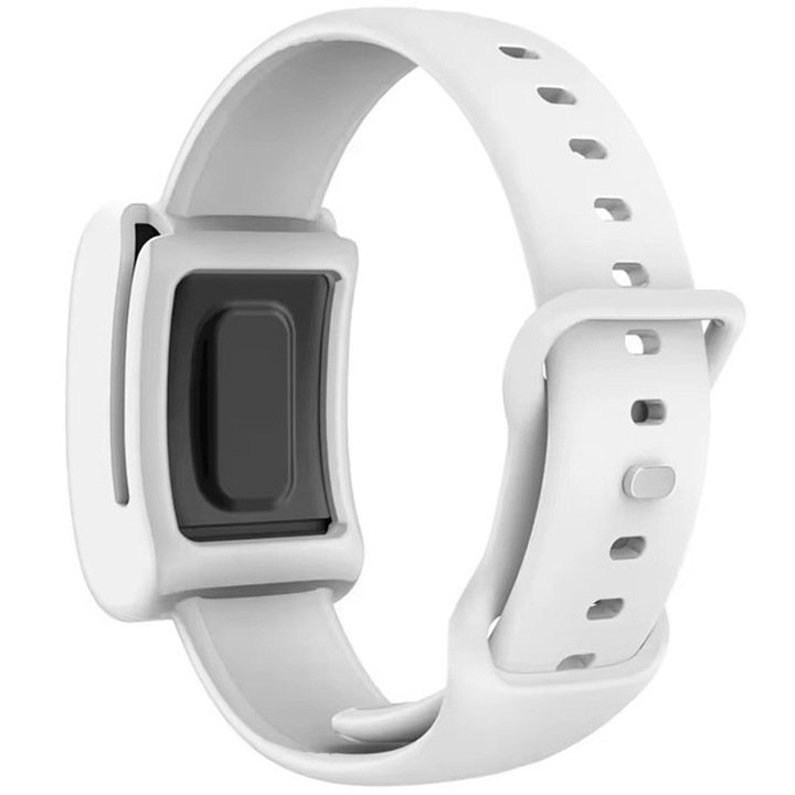 Каишка за фитнес гривна Whoop, регулируема с копче, мек силикон, бяла