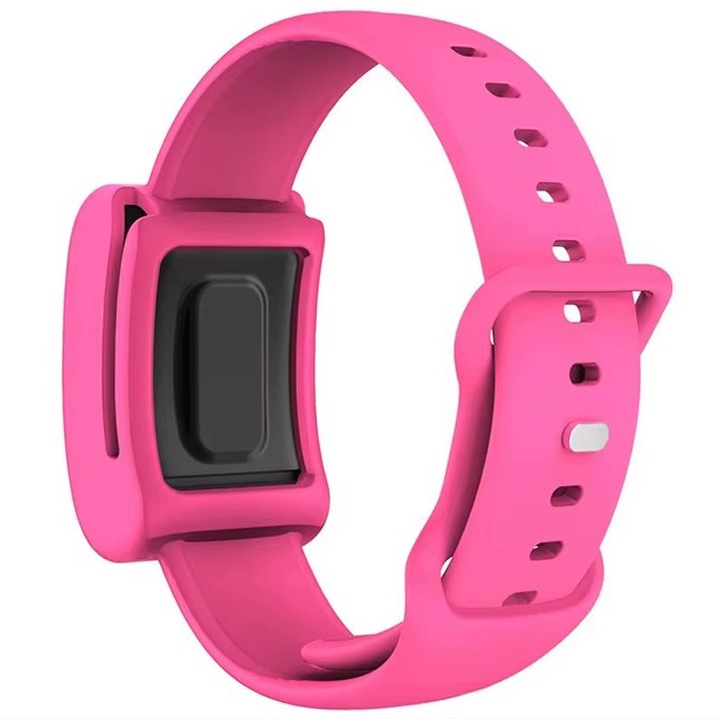 Фитнес каишка за Whoop, регулируема с копче, мек силикон, ярко розов