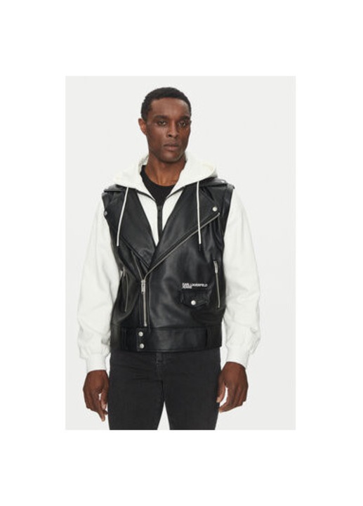 Jacheta barbati Karl Lagerfeld Jeans, A1M15005, Piele sintetica, M INTL, Negru