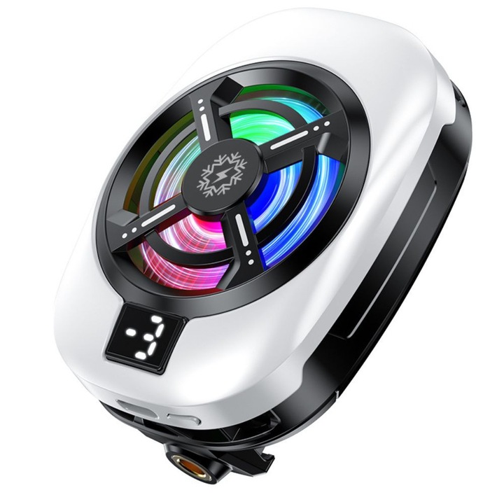 Cooler pentru Telefon alimentare priza, G-Tech DL02-TL, racire reglabila, lumini, Gaming, Racire Rapida, Alb