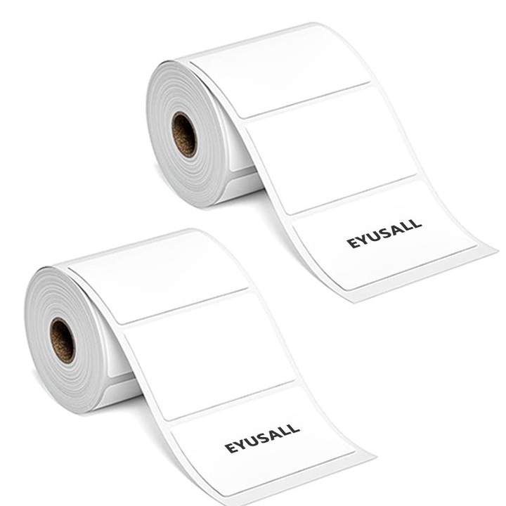 Set 2 Role Etichete Autoadezive Termice EYUSALL, 40 x 30 mm, 460 Etichete, Alb